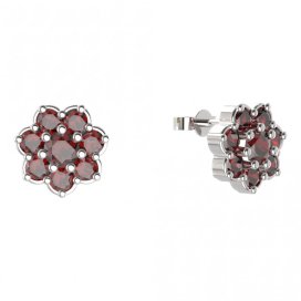 BG náušnice kulaté - 456 Stříbro 925 - rhodium Granát
