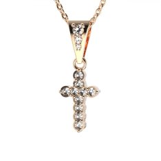 BG zlatý diamantový přívěšek křížek 580 Růžové zlato 585 (30-90dní) Diamant lab-grown