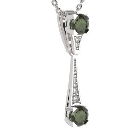 BG přívěs vsazen vltavín  985 Bílé zlato - 585 Vltavín a diamant