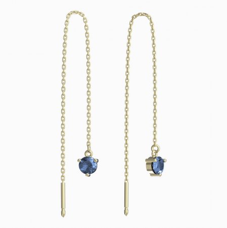 BeKid, Gold kids earrings -782 - Switching on: Chain 9 cm, Metal: Yellow gold 585, Stone: Light blue cubic zircon