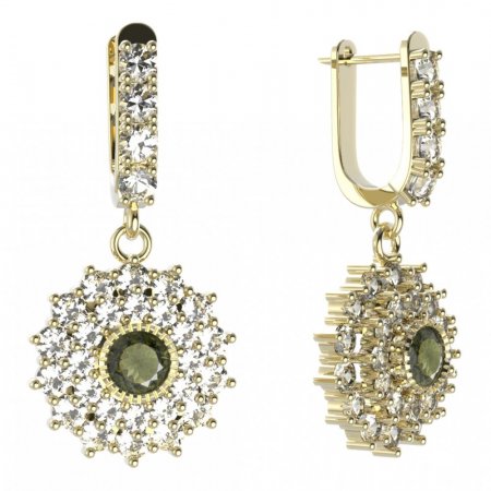 BG circular earring 004-96 - Metal: White gold 585, Stone: Garnet