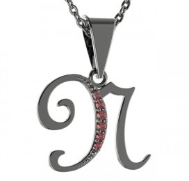 Stříbrný přívěsek s českým granátem, ruthenium – 1223