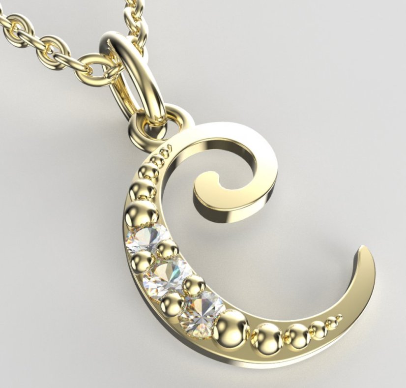 BeKid dětský zlatý přívěsek písmenko C - 1512 Žluté zlato - 585 Diamant