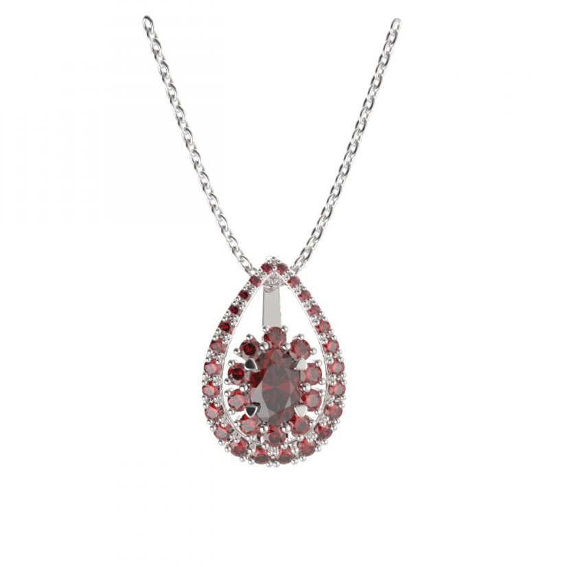 BG přívěs s centrálním oválným kamenem 498-90 Stříbro 925 - rhodium Granát