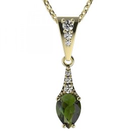 BG přívěs vsazen vltavín  637 Žluté zlato - 585 Vltavín a diamant