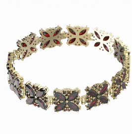 BG náramek vsazený český granát  408 Žluté zlato - 585 Granát