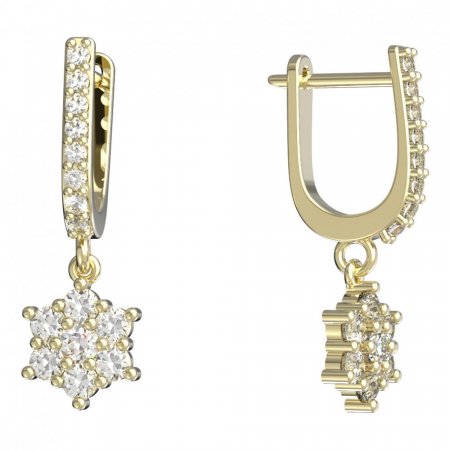 BeKid, Gold kids earrings -109 - Switching on: Circles 15 mm, Metal: Yellow gold 585, Stone: Red cubic zircon
