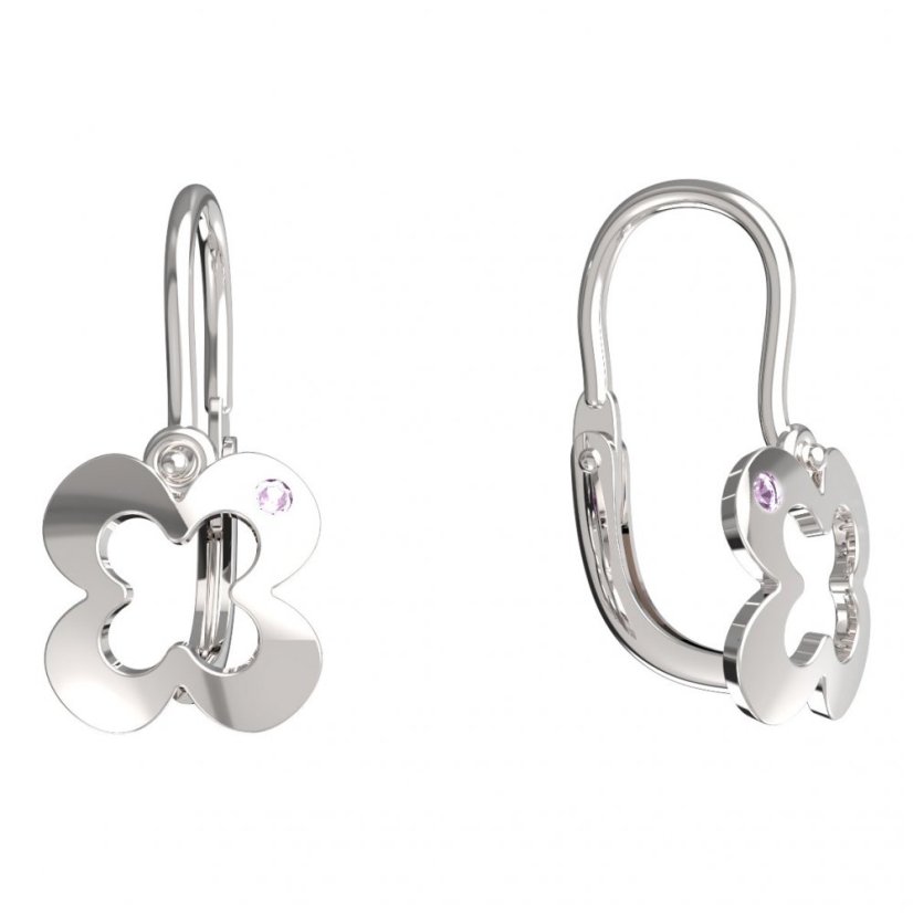 BeKid dětské náušnice čtyřlístek 849 Bílé zlato - 585 Diamant
