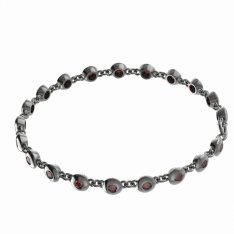 BG náramek vsazeny kameny:přírodní granát  737 Stříbro 925 - ruthenium (30-90dní) Granát