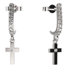 BG zlaté náušnice křížek 1105 Bílé zlato - 585 Diamant