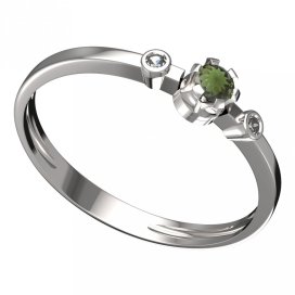 BG vltavínový prsten 553L Bílé zlato - 585 Vltavín a diamant