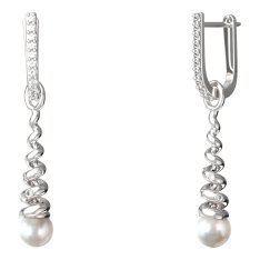 BG zlaté náušnice 635 bílá perla Bílé zlato - 585 Diamant