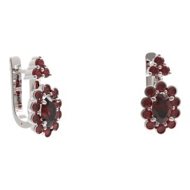 BG náušnice s centrálním oválným kamenem 517-87 Stříbro 925 - rhodium Granát