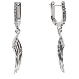BG zlaté náušnice Křídla 1357 Bílé zlato - 585 Bílý kubický zirkon