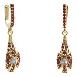 BG náušnice s přírodní perlou 537-G91 Stříbro 925 - pozlacené Granát a perla