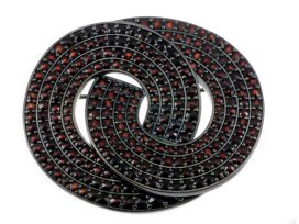 Stříbrná brož s českým granátem, ruthenium – 141