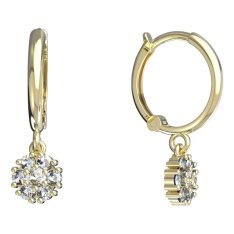 BG zlaté náušnice kytička 774 Žluté zlato - 585 Diamant