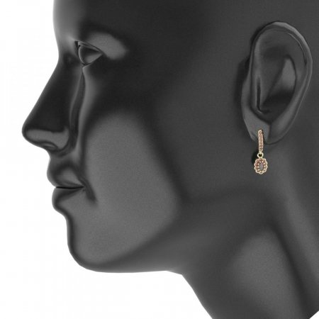 BG  earring 455-84 oval - Metal: Silver - gold plated 925, Stone: Moldavit and garnet