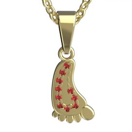 Zlatý přívěsek nožička s červeným zirkonem, žluté zlato 585 – 1369