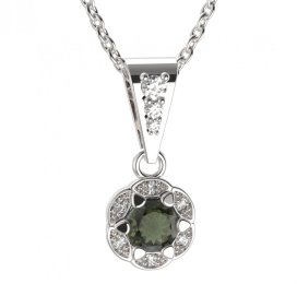 BG přívěs kulatý 994-2 Stříbro 925 - rhodium Vltavín a  kubický zirkon
