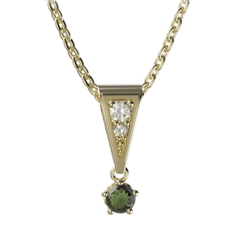 BG vltavín přívěšek 873 Žluté zlato - 585 Vltavín a diamant