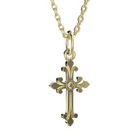 BeKid dětský přívěšek křížek 1109 Žluté zlato - 585 Diamant