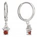 BeKid, Gold kids earrings -159 - Switching on: Circles 15 mm, Metal: White gold 585, Stone: Red cubic zircon