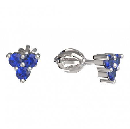 BeKid, Gold kids earrings -776 - Switching on: Screw, Metal: White gold 585, Stone: Dark blue cubic zircon