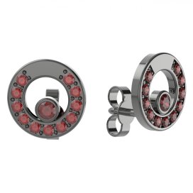 BG náušnice s granátem 1579 Stříbro 925 - ruthenium (30-90dní) Granát