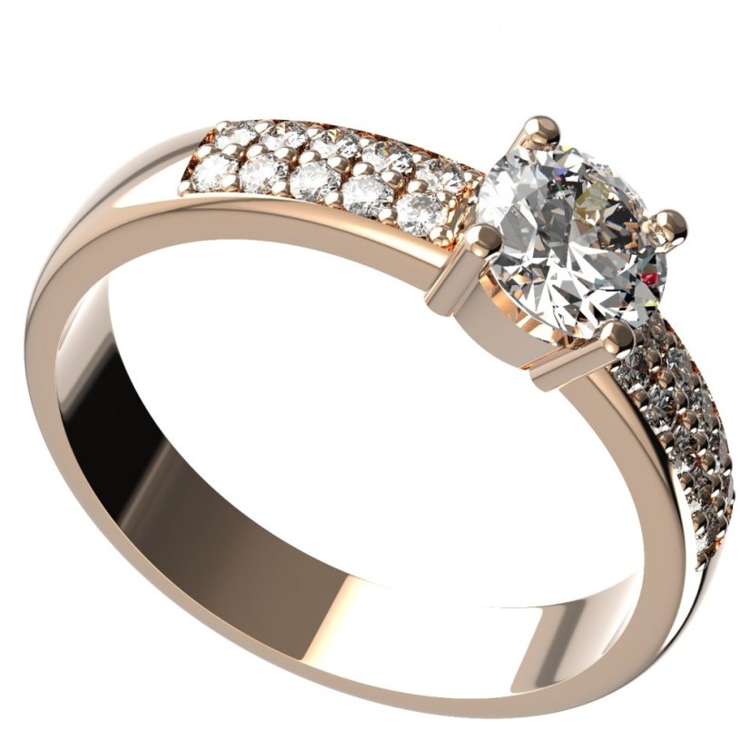 BG zlatý prstýnek s diamanty 726 Růžové zlato 585 (30-90dní) Diamant lab-grown