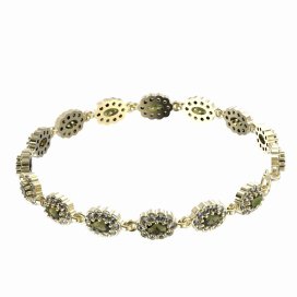 BG náramek přírodní broušený granát   455 Žluté zlato - 585 Vltavín a  kubický zirkon