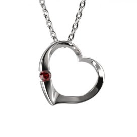 BG přívěs  srdíčko vsazený přírodní granát  004 Stříbro 925 - rhodium