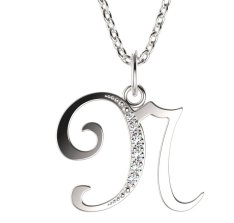 BeKid dětský zlatý přívěsek písmenko N - 1223 Bílé zlato - 585 Diamant
