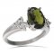 BG prsten s oválným kamenem 492-U - Kov: Stříbro 925 - rhodium, Kámen: Vltavín a granát