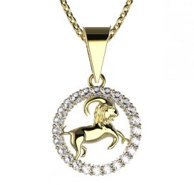 BG zlatý diamantový přívěšek Kozoroh 052 Žluté zlato - 585 Diamant lab-grown
