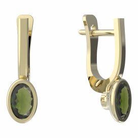BG vltavínové náušnice 559 Žluté zlato - 585 Vltavín