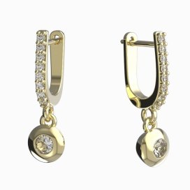 BG zlaté diamantové náušnice 737 Žluté zlato - 585 Diamant lab-grown