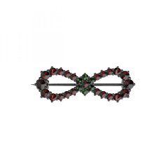 BG brož 024 Stříbro 925 - ruthenium (30-90dní) Vltavín a granát