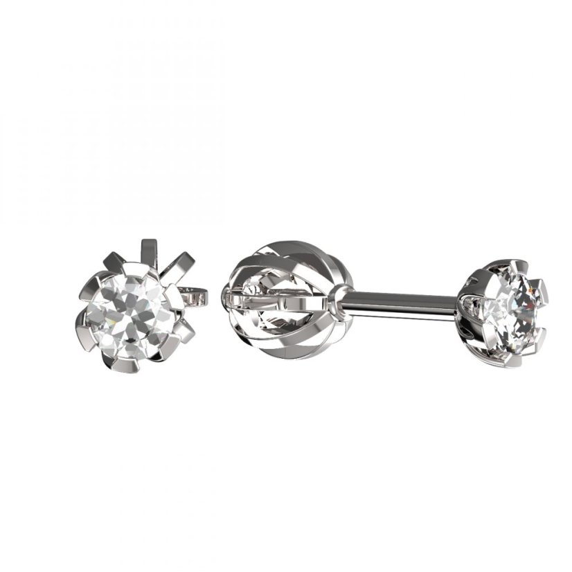 BG zlaté náušnice s diamanty 869 Bílé zlato - 585 Diamant lab-grown