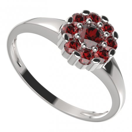 BG prsten kulatý 088-I - Kov: Stříbro 925 - rhodium, Kámen: Granát