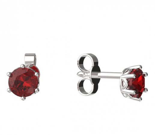 BeKid, Gold kids earrings -1294 - Switching on: Puzeta, Metal: White gold 585, Stone: Red cubic zircon