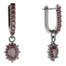 BG oválné náušnice 953-94 Stříbro 925 - ruthenium (30-90dní) Granát