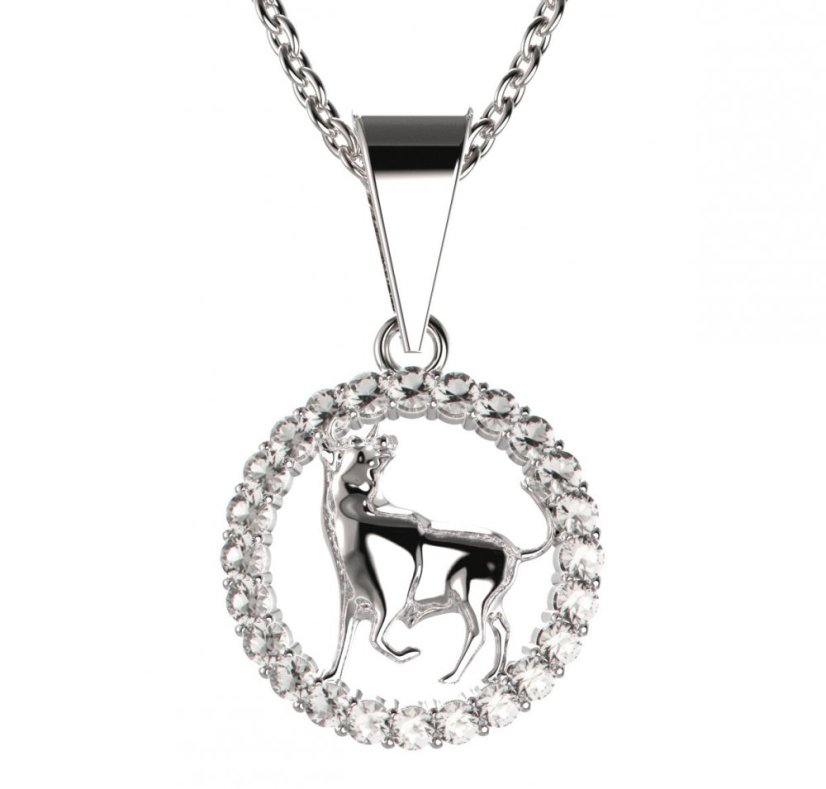 BG zlatý diamantový přívěšek Býk 052 Bílé zlato - 585 Diamant lab-grown