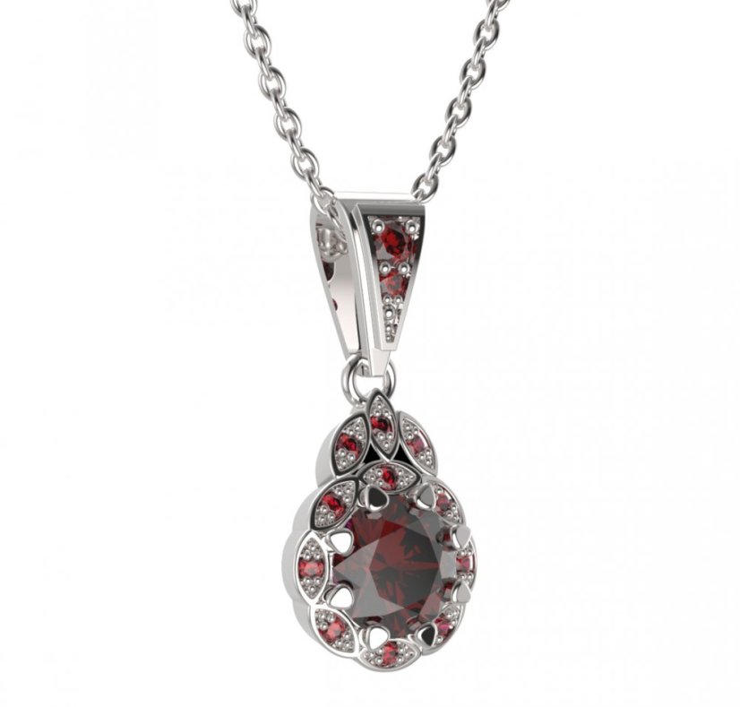 BG přívěs kulatý 991-1 Stříbro 925 - rhodium Granát