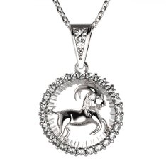 BG zlatý diamantový přívěšek Kozoroh 045 Bílé zlato - 585 Diamant lab-grown