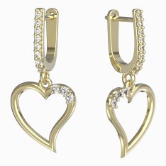 Bg náušnice srdíčko 1165 Žluté zlato - 585 Bílý kubický zirkon