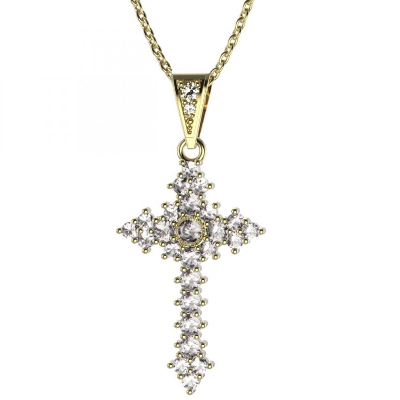 BG zlatý diamantový přívěšek křížek 264 Žluté zlato - 585 Diamant lab-grown
