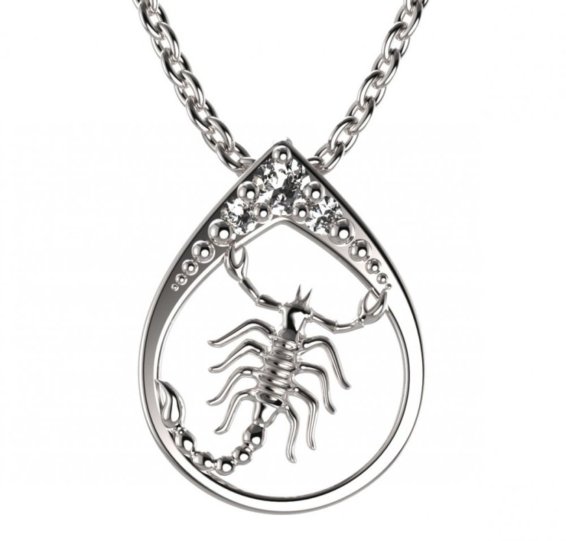 BG zlatý přívěšek Štír 047 Bílé zlato - 585 Diamant