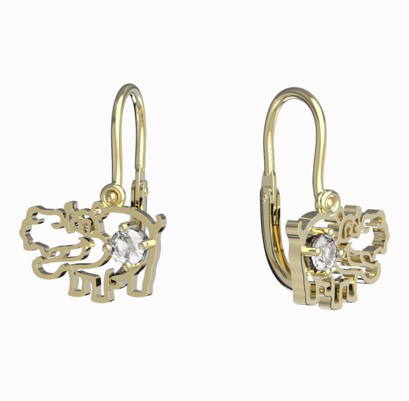 BeKid dětské náušnice hrošík 1188 Žluté zlato - 585 Diamant