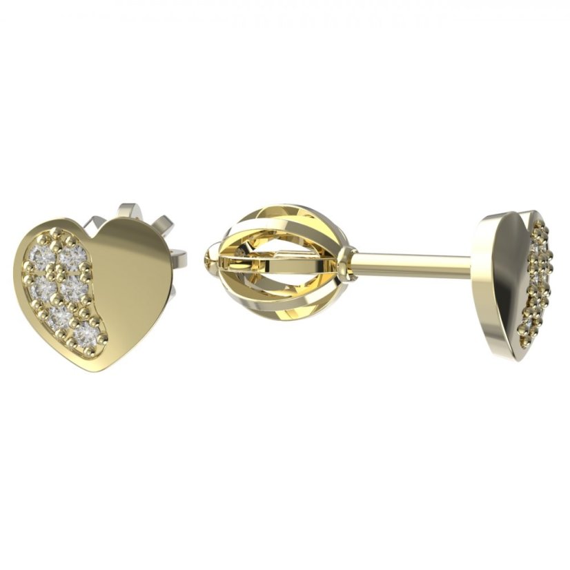 BeKid dětské náušnice srdíčko 1406 Žluté zlato - 585 Diamant